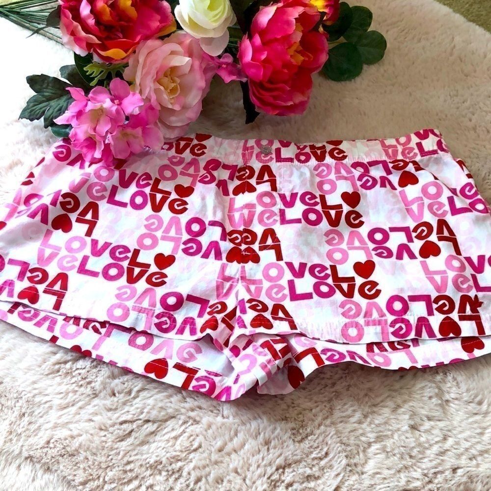 Aerie love sleepwear red white pink short
